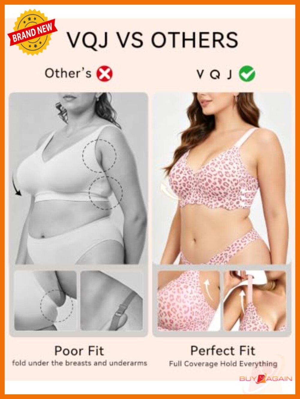 Full Coverage Wireless Bra Scalloped Edge Seamless T-Shirt Bra - Picture 5 of 6